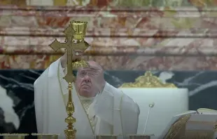 Pope Francis celebrates Corpus Christi Mass in St. Peter’s Basilica, June 6, 2021. Screenshot from Vatican News YouTube channel.